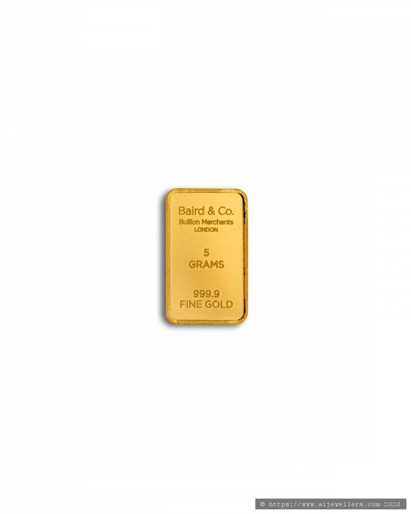 5g Baird & Co 999.9 Fine Gold Bar Minted - Bullion & Storage